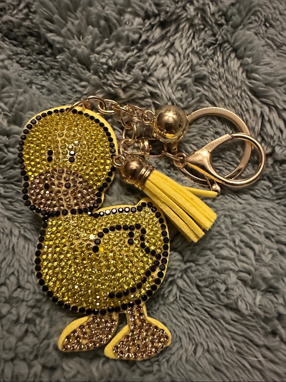 Sparkling Yellow Duck Keychain Bag Charm